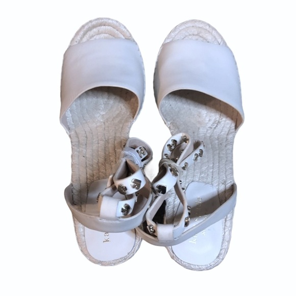 Kate Spade - White Frenchy Ankle Strap Espadrille Wedges - Picture 2 of 8